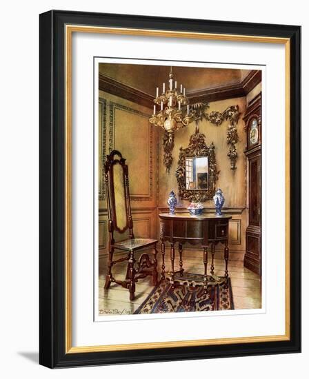 Panelling, Mirror Frame, Walnut Table and Chair, Charles Wesley's Walnut High Case Clock, 1910-Edwin Foley-Framed Giclee Print