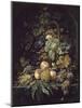Panier de fleurs, fruits et insectes dans une niche-Abraham Mignon-Mounted Giclee Print