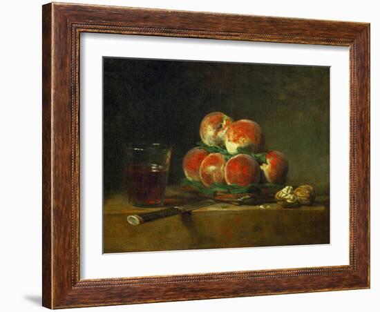 Panier de peches-a basket with peaches-Jean-Baptiste-Simeon Chardin-Framed Giclee Print