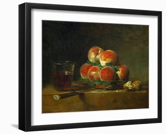 Panier de peches-a basket with peaches-Jean-Baptiste-Simeon Chardin-Framed Giclee Print