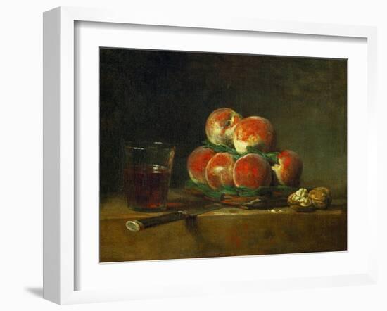 Panier de peches-a basket with peaches-Jean-Baptiste-Simeon Chardin-Framed Giclee Print