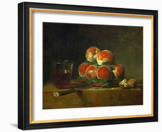 Panier de peches-a basket with peaches-Jean-Baptiste-Simeon Chardin-Framed Giclee Print