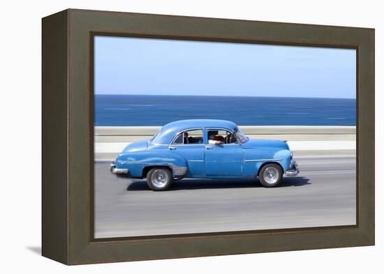 Panned' Shot of Old Blue American Car to Capture Sense of Movement-Lee Frost-Framed Premier Image Canvas