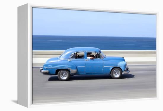 Panned' Shot of Old Blue American Car to Capture Sense of Movement-Lee Frost-Framed Premier Image Canvas