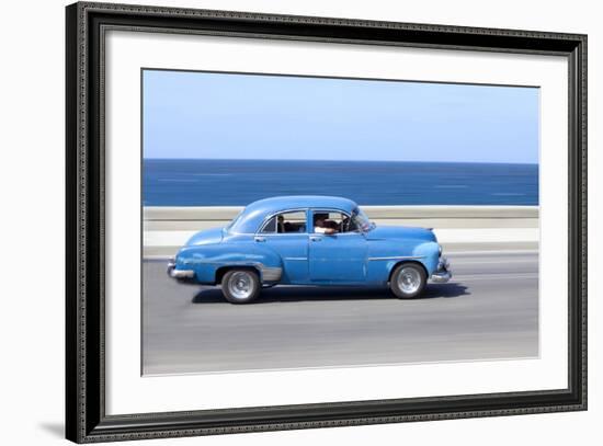 Panned' Shot of Old Blue American Car to Capture Sense of Movement-Lee Frost-Framed Photographic Print