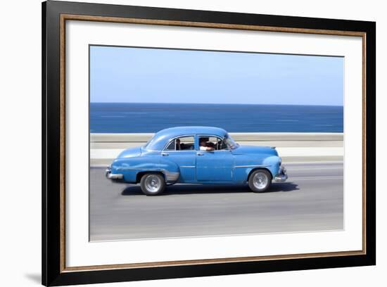 Panned' Shot of Old Blue American Car to Capture Sense of Movement-Lee Frost-Framed Photographic Print