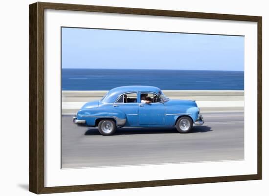 Panned' Shot of Old Blue American Car to Capture Sense of Movement-Lee Frost-Framed Photographic Print
