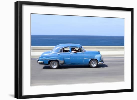 Panned' Shot of Old Blue American Car to Capture Sense of Movement-Lee Frost-Framed Photographic Print