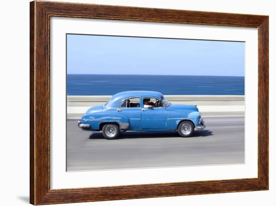 Panned' Shot of Old Blue American Car to Capture Sense of Movement-Lee Frost-Framed Photographic Print