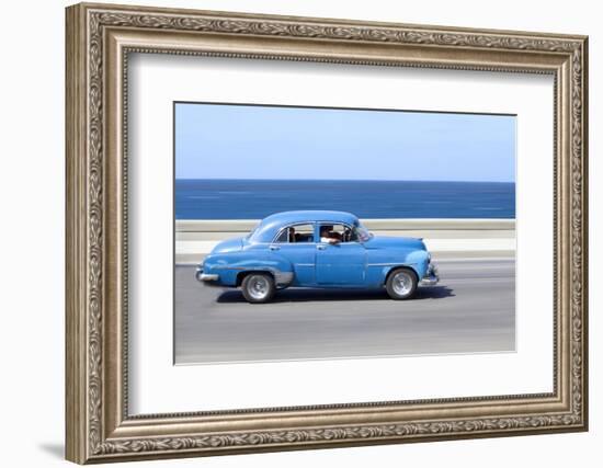 Panned' Shot of Old Blue American Car to Capture Sense of Movement-Lee Frost-Framed Photographic Print