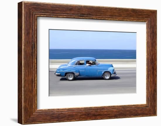 Panned' Shot of Old Blue American Car to Capture Sense of Movement-Lee Frost-Framed Photographic Print