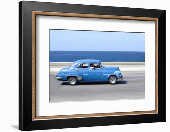 Panned' Shot of Old Blue American Car to Capture Sense of Movement-Lee Frost-Framed Photographic Print