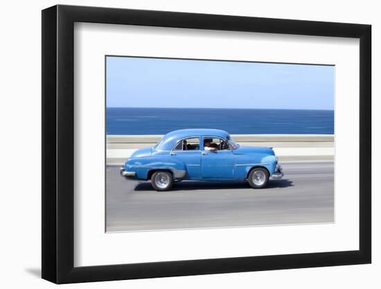 Panned' Shot of Old Blue American Car to Capture Sense of Movement-Lee Frost-Framed Photographic Print