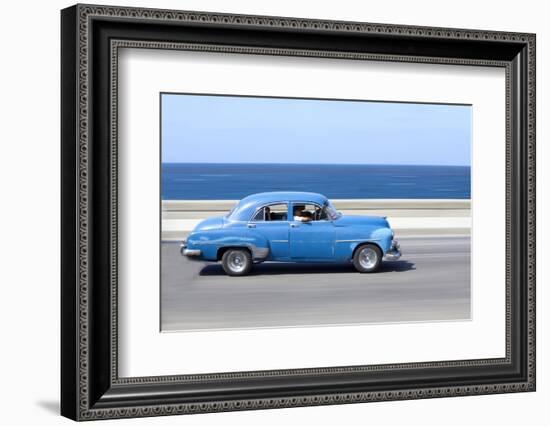 Panned' Shot of Old Blue American Car to Capture Sense of Movement-Lee Frost-Framed Photographic Print