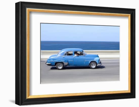 Panned' Shot of Old Blue American Car to Capture Sense of Movement-Lee Frost-Framed Photographic Print