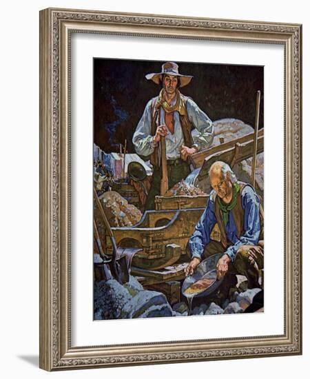 Panning For Gold at Sutter's Fort-Dean Cornwell-Framed Giclee Print