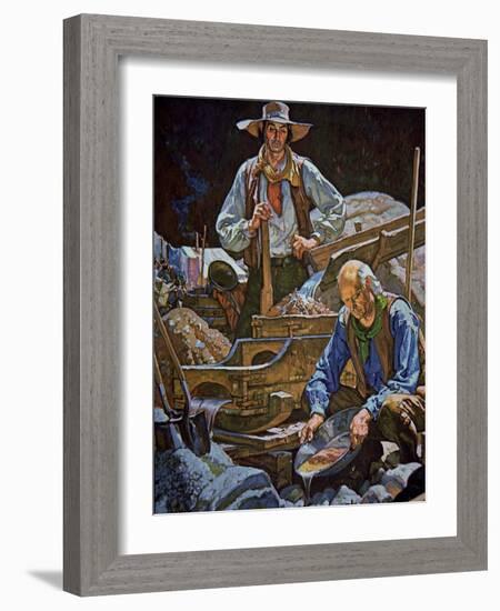 Panning For Gold at Sutter's Fort-Dean Cornwell-Framed Giclee Print