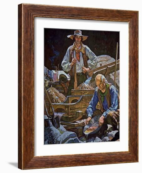 Panning For Gold at Sutter's Fort-Dean Cornwell-Framed Giclee Print