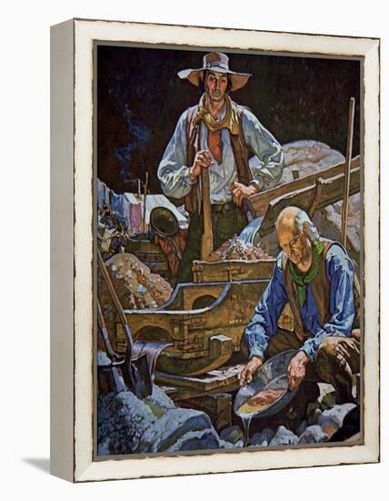 Panning For Gold at Sutter's Fort-Dean Cornwell-Framed Premier Image Canvas