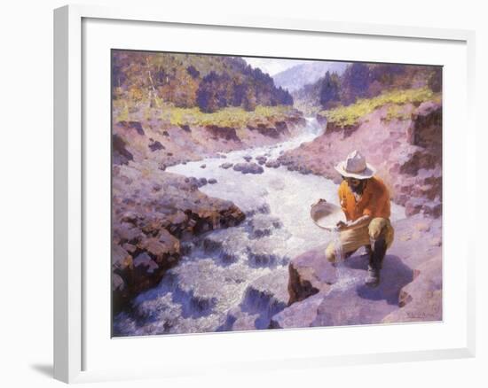 Panning Gold, Wyoming, 1949-William Robinson Leigh-Framed Giclee Print