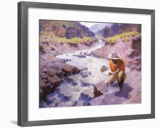 Panning Gold, Wyoming, 1949-William Robinson Leigh-Framed Giclee Print