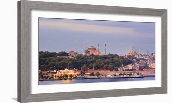 Panorama. Blue Mosque and Hagia Sophia on the Golden Horn. Istanbul. Turkey-Tom Norring-Framed Photographic Print