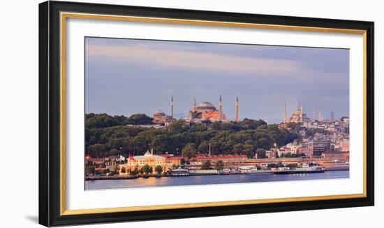 Panorama. Blue Mosque and Hagia Sophia on the Golden Horn. Istanbul. Turkey-Tom Norring-Framed Photographic Print