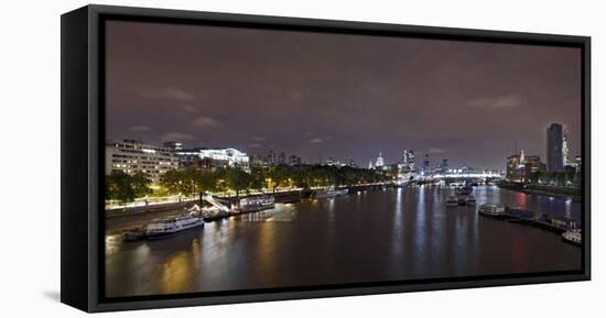 Panorama, City of London, the Thames, Night Photography, London, England, Uk-Axel Schmies-Framed Premier Image Canvas