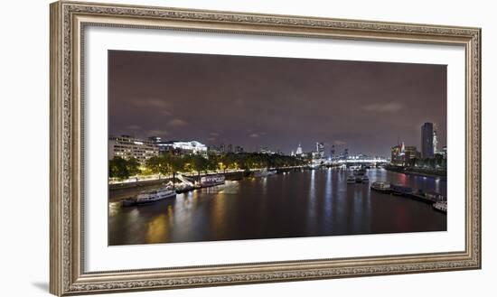 Panorama, City of London, the Thames, Night Photography, London, England, Uk-Axel Schmies-Framed Photographic Print