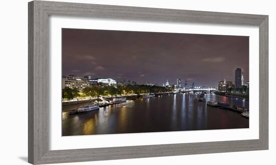 Panorama, City of London, the Thames, Night Photography, London, England, Uk-Axel Schmies-Framed Photographic Print