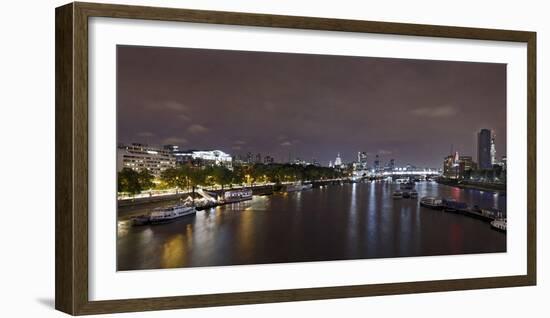 Panorama, City of London, the Thames, Night Photography, London, England, Uk-Axel Schmies-Framed Photographic Print