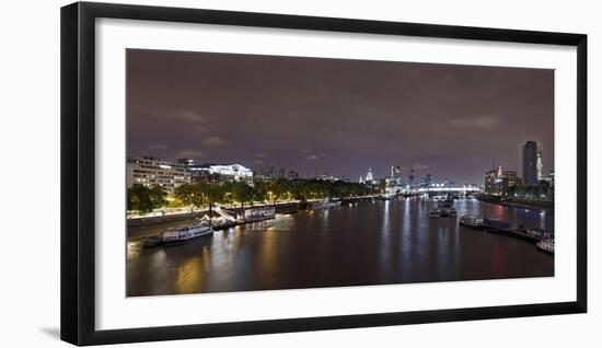 Panorama, City of London, the Thames, Night Photography, London, England, Uk-Axel Schmies-Framed Photographic Print