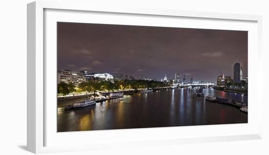 Panorama, City of London, the Thames, Night Photography, London, England, Uk-Axel Schmies-Framed Photographic Print