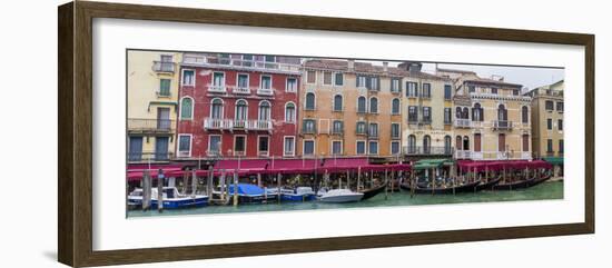 Panorama. Gondolas and Restaurants at Grand Canal. Venice. Italy-Tom Norring-Framed Photographic Print