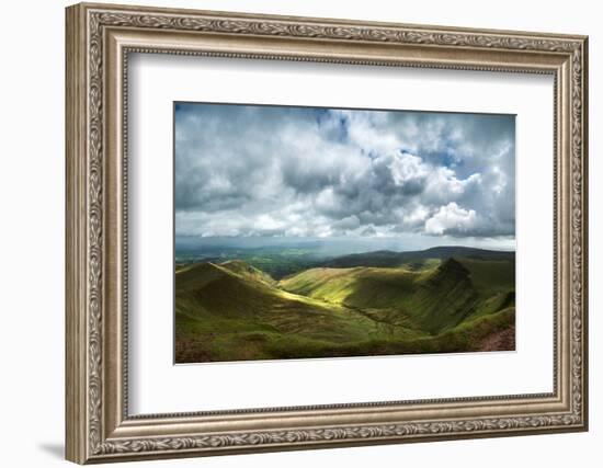 Panorama Landscape Image of View from Peak of Pen-Y-Fan in Brecon Beacons-Veneratio-Framed Photographic Print