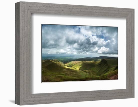 Panorama Landscape Image of View from Peak of Pen-Y-Fan in Brecon Beacons-Veneratio-Framed Photographic Print