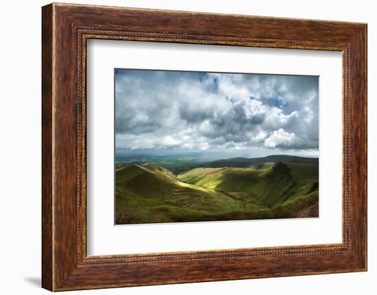 Panorama Landscape Image of View from Peak of Pen-Y-Fan in Brecon Beacons-Veneratio-Framed Photographic Print