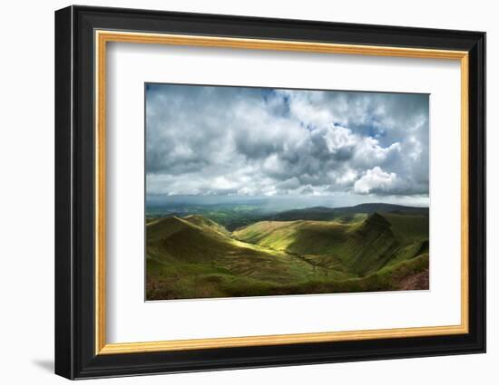 Panorama Landscape Image of View from Peak of Pen-Y-Fan in Brecon Beacons-Veneratio-Framed Photographic Print