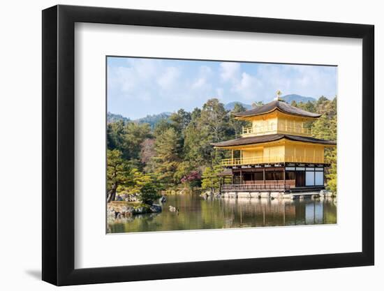 Panorama Landscape of Golden Pavilion Kinkakuji Temple in Kyoto Japan-vichie81-Framed Photographic Print