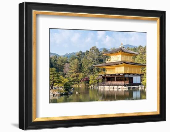Panorama Landscape of Golden Pavilion Kinkakuji Temple in Kyoto Japan-vichie81-Framed Photographic Print