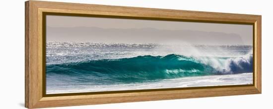 Panorama of a beautiful backlit wave breaking off a beach, Hawaii-Mark A Johnson-Framed Premier Image Canvas