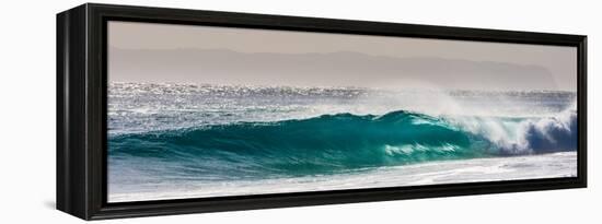 Panorama of a beautiful backlit wave breaking off a beach, Hawaii-Mark A Johnson-Framed Premier Image Canvas