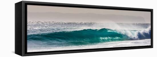 Panorama of a beautiful backlit wave breaking off a beach, Hawaii-Mark A Johnson-Framed Premier Image Canvas