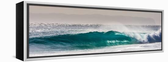 Panorama of a beautiful backlit wave breaking off a beach, Hawaii-Mark A Johnson-Framed Premier Image Canvas