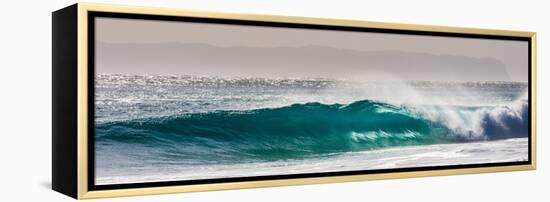 Panorama of a beautiful backlit wave breaking off a beach, Hawaii-Mark A Johnson-Framed Premier Image Canvas