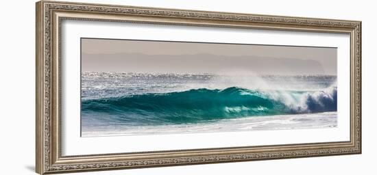 Panorama of a beautiful backlit wave breaking off a beach, Hawaii-Mark A Johnson-Framed Photographic Print