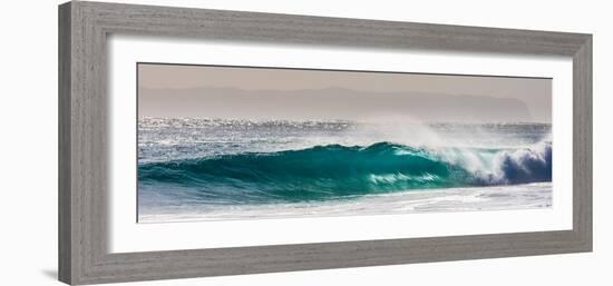 Panorama of a beautiful backlit wave breaking off a beach, Hawaii-Mark A Johnson-Framed Photographic Print