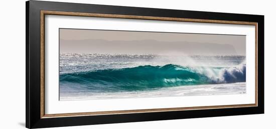 Panorama of a beautiful backlit wave breaking off a beach, Hawaii-Mark A Johnson-Framed Photographic Print