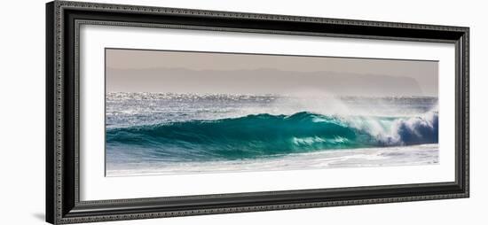 Panorama of a beautiful backlit wave breaking off a beach, Hawaii-Mark A Johnson-Framed Photographic Print