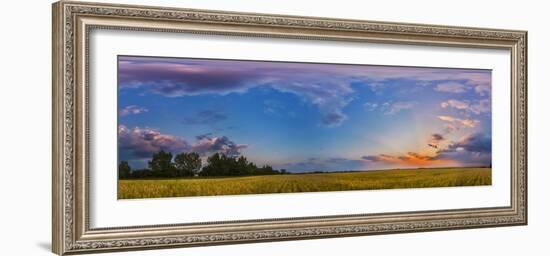 Panorama of a Colorful Sunset over a Prairie in Alberta, Canada-Stocktrek Images-Framed Photographic Print